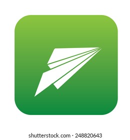 Rocket symbol design on green button,clean vector