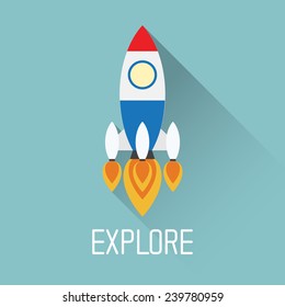 Rocket Symbol with explore concept