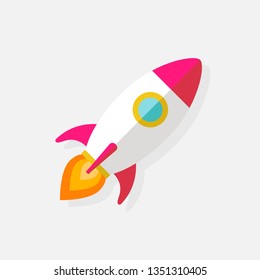 Rocket symbol or icon for business start up concept. Monochrome flat style design. UX and UI. Pixel perfect start up icon. For web design, application, apps, software, and printing usage