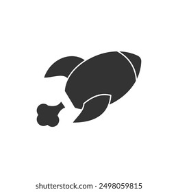 Rocket symbol illustration, flat design, black color