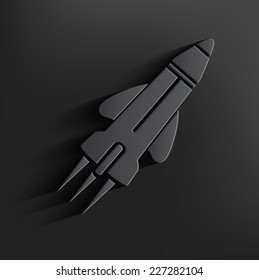 Rocket symbol on black background,clean vector