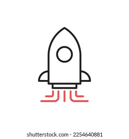 Rocket as a symbol of a startup or the beginning of an advertising campaign. High quality coloured vector illustration.