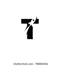 rocket t font logo flat vector logo template
