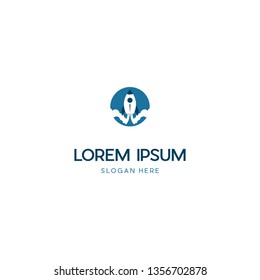 Rocket Take Off In Circle Illustration Design Logo