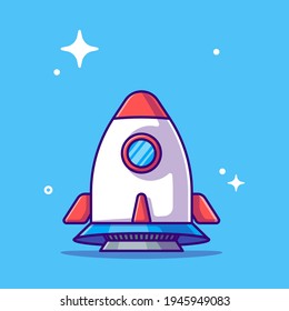 Rocket Take Off Vector Cartoon Illustration. Astronomy Icon Concept White Isolated. Flat Cartoon Style Suitable for Web Landing Page, Banner, Sticker, and Background