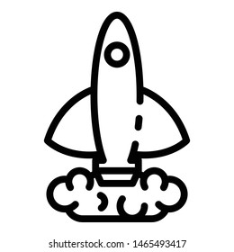 Rocket takeoff icon. Outline rocket takeoff vector icon for web design isolated on white background