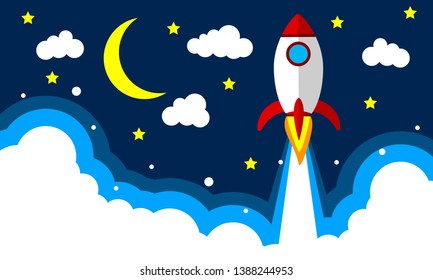 rocket takeoff in the night sky