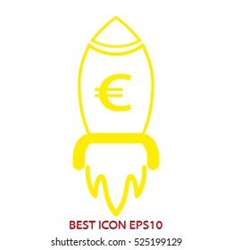 rocket takeoff, vector icon, eps10