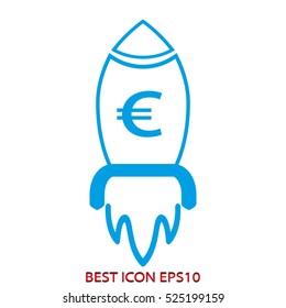 rocket takeoff, vector icon, eps10