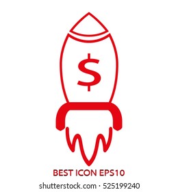 rocket takeoff, vector icon, eps10