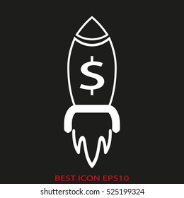 rocket takeoff, vector icon, eps10