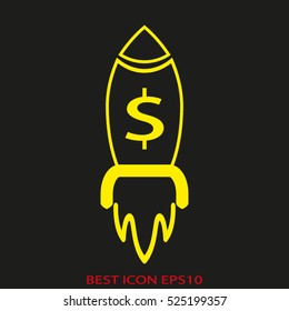 rocket takeoff, vector icon, eps10