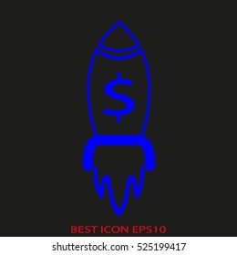 rocket takeoff, vector icon, eps10
