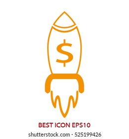 rocket takeoff, vector icon, eps10