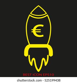 rocket takeoff, vector icon, eps10