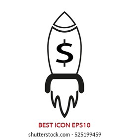 rocket takeoff, vector icon, eps10