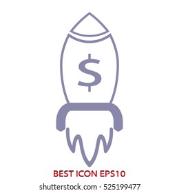 rocket takeoff, vector icon, eps10