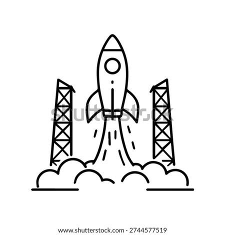 rocket takes off line icon vector
Vector line icon on a white background