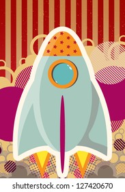 rocket takes off on an abstract background