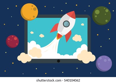 Rocket takes of from tablet