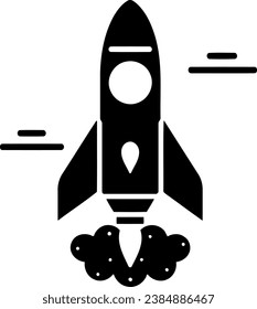 lanzamiento de cohetes en ilustración vectorial minimalista en blanco y negro