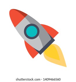 rocket taking off cartoon vector illustration graphic design