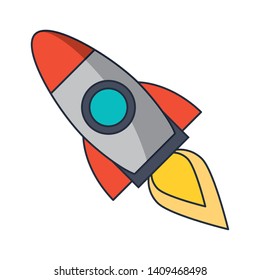 rocket taking off cartoon vector illustration graphic design