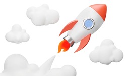 Rocket Taking Off. Clouds And Smoke From A Rocket Taking Off. Isolated 3d Object On A Transparent Background