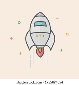 Rocket Taking Off. Iconic colorful illustration ready to use in multiple places like websites and printables among others.