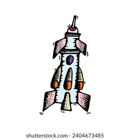 Rocket taking off. Isolated 3d object on a transparent background in eps10