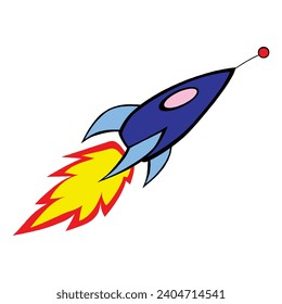 Rocket taking off. Isolated 3d object on a transparent background in eps10