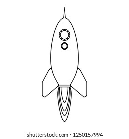 Rocket taking off symbol black and white