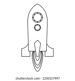 Rocket taking off symbol black and white
