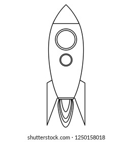 Rocket taking off symbol black and white