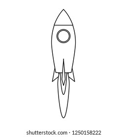 Rocket taking off symbol black and white