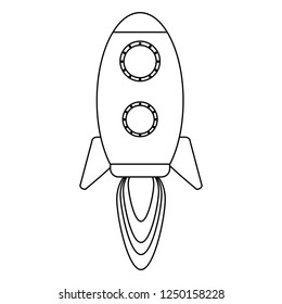 Rocket taking off symbol black and white