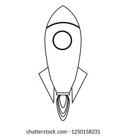 Rocket taking off symbol black and white