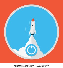 A rocket taking off. Symbolizing a start up or an idea