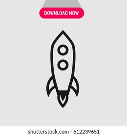 Rocket Taking Off Vector Icon, The outlined symbol of rocket with porthole. Simple, modern flat vector illustration for mobile app, website or desktop app 