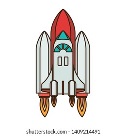 rocket taking off in white background