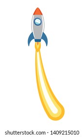 rocket taking off in white background