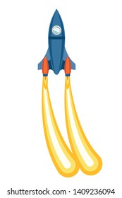 rocket taking off in white background
