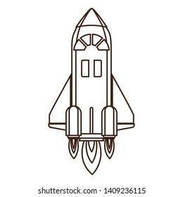 rocket taking off in white background
