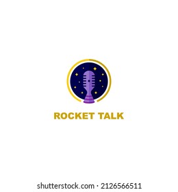 Rocket talk logo for podcast show that talks about rockets and their engines, also matters related to space knowledge.