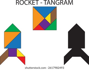 Rocket Tangram Puzzle. Education and Creativity.