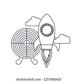 rocket with target shooting isolated icon