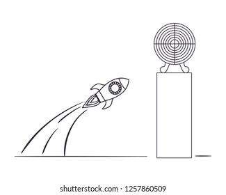 rocket with target shooting isolated icon