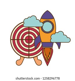 rocket with target shooting isolated icon