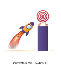 rocket with target shooting isolated icon