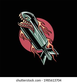 diseño vectorial de ilustración de tatuaje de cohete
